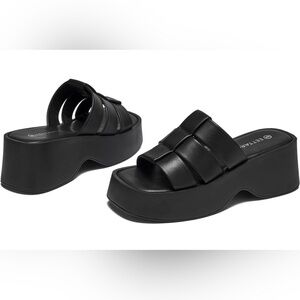 EETTARO Women's Platform Sandals Square Toe Block Heel Slip-on Slides Size 9